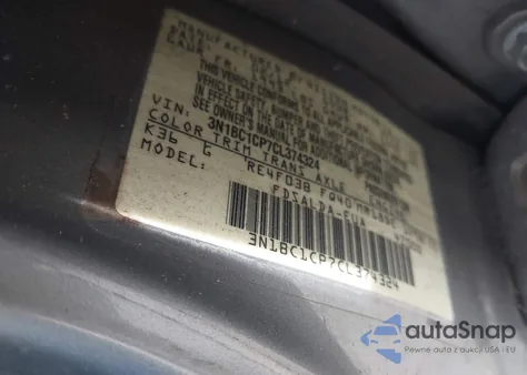 2012 Nissan Versa 1.8 S z USA, uszkodzony, nr VIN 3N1BC1CP7CL374324